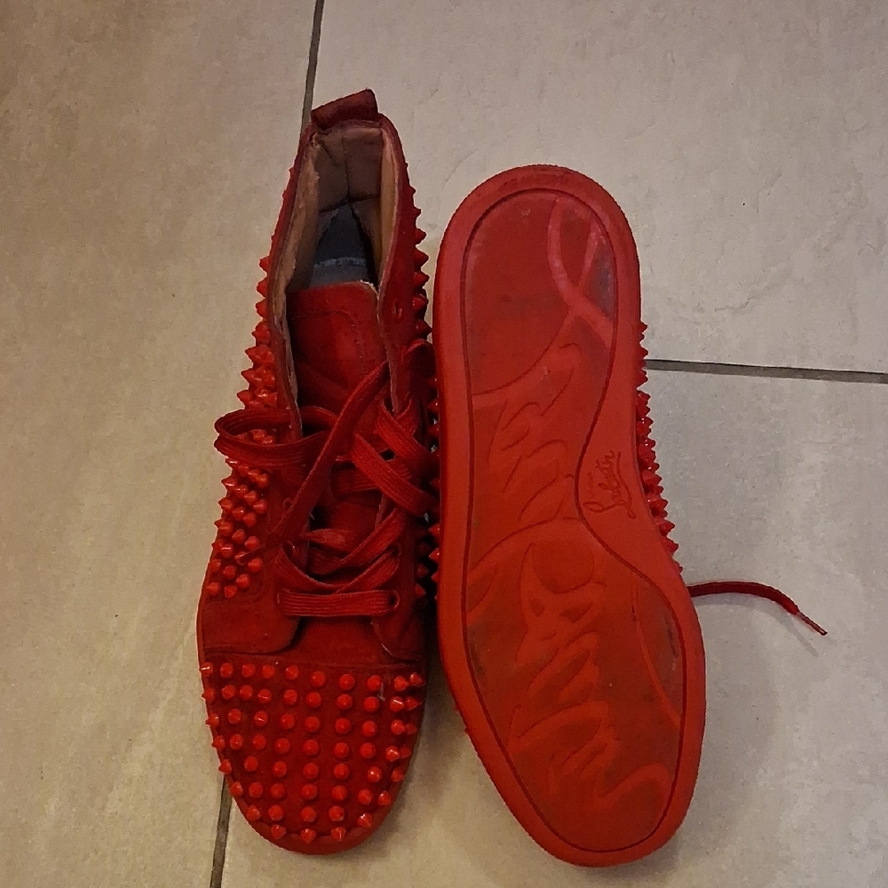 Christian Louboutin Red Spiked Sneakers